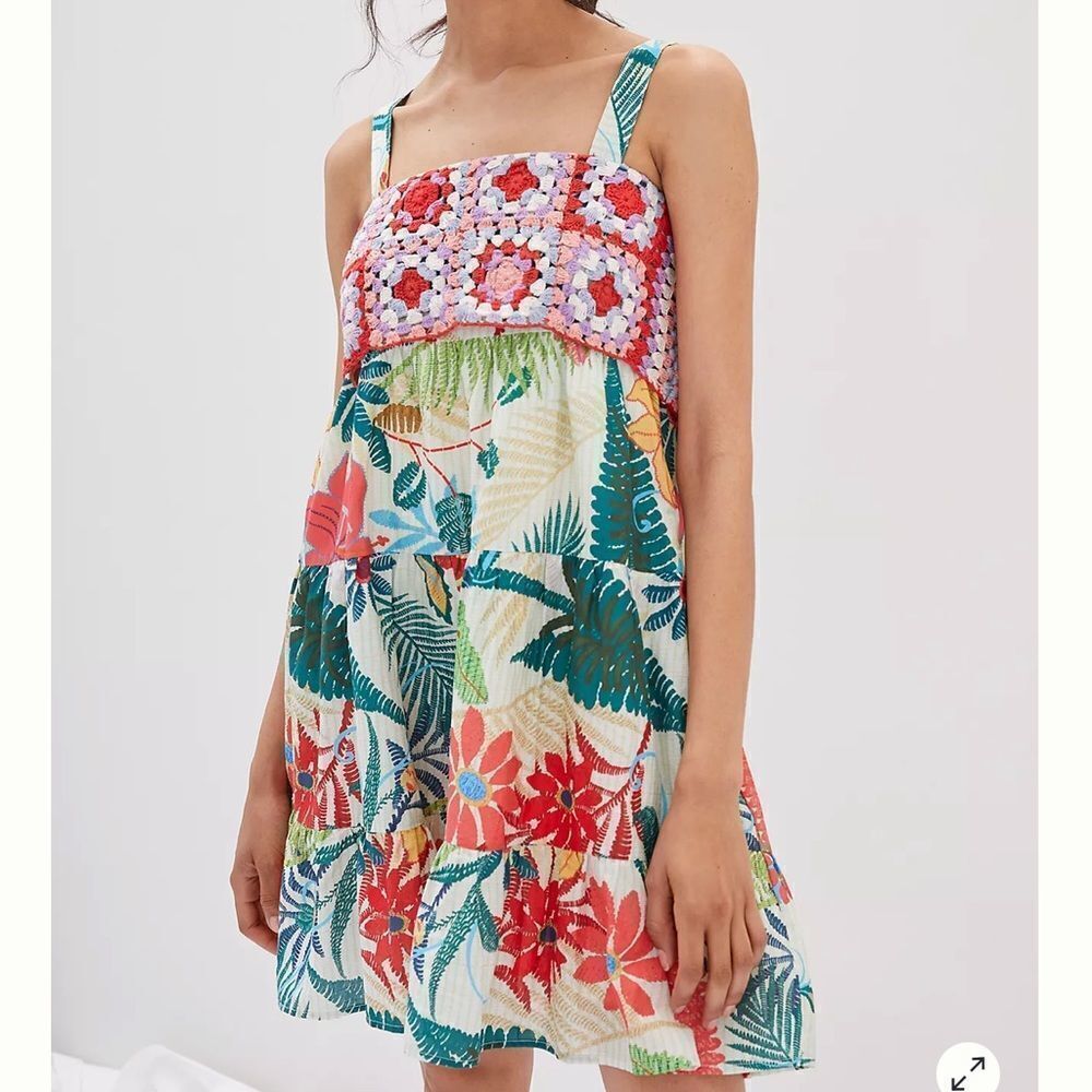 Anthropologie Farm Rio Crochet Mini Dress Medium NWT MSRP $220